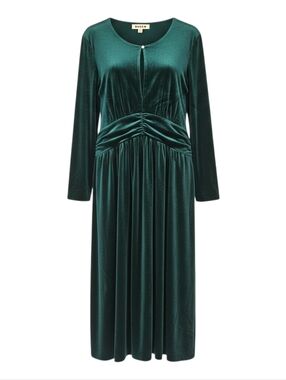 Boden Tilda Green Velvet Midi Dress 12P